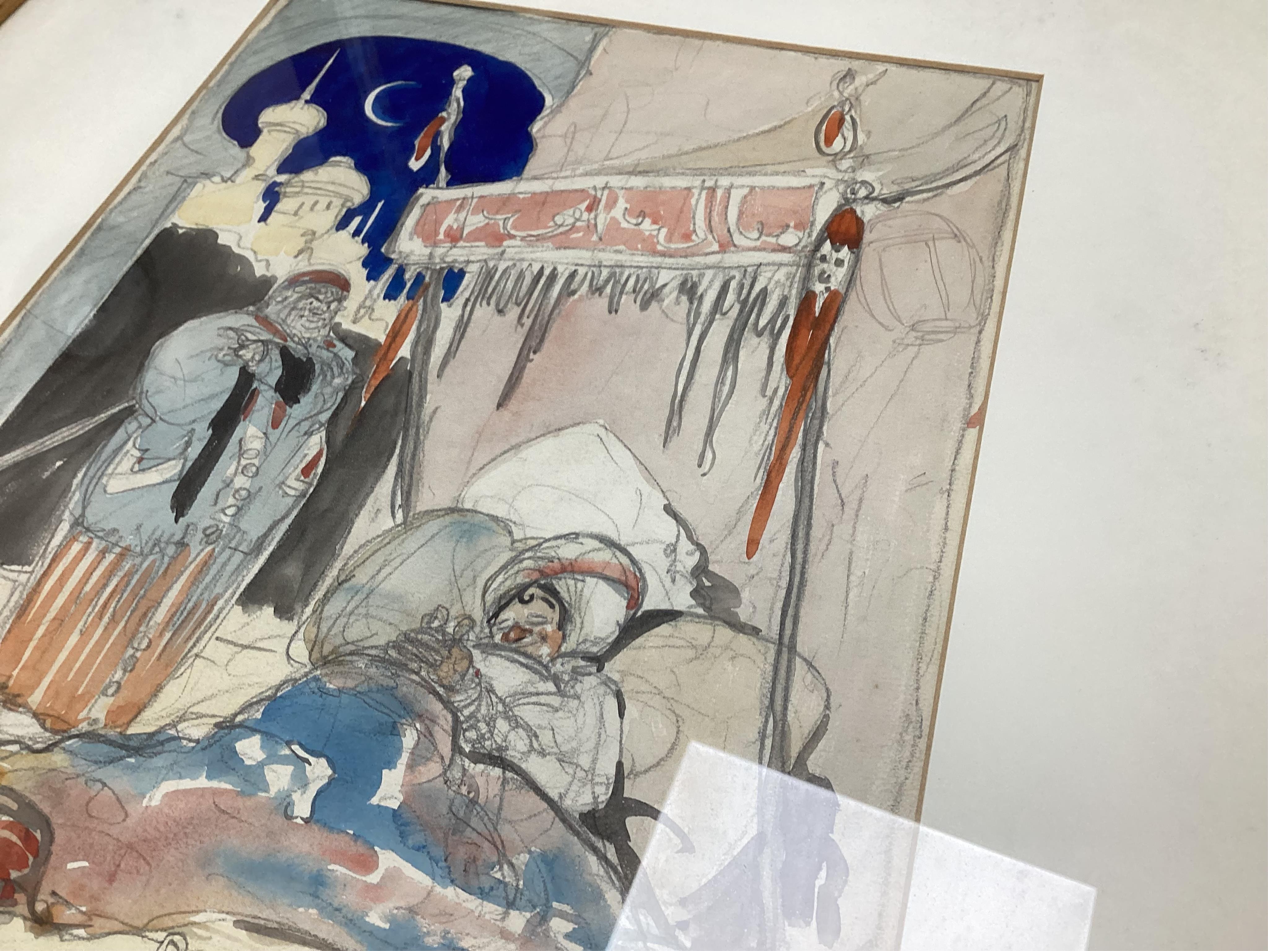 René Bull (1872-1942), 'Til I Wake', unsigned, pencil and watercolour illustration, 35 x 24cm